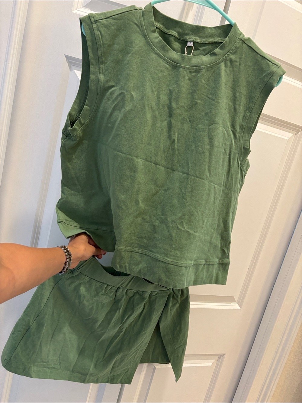 Sleeveless Green Cotton set